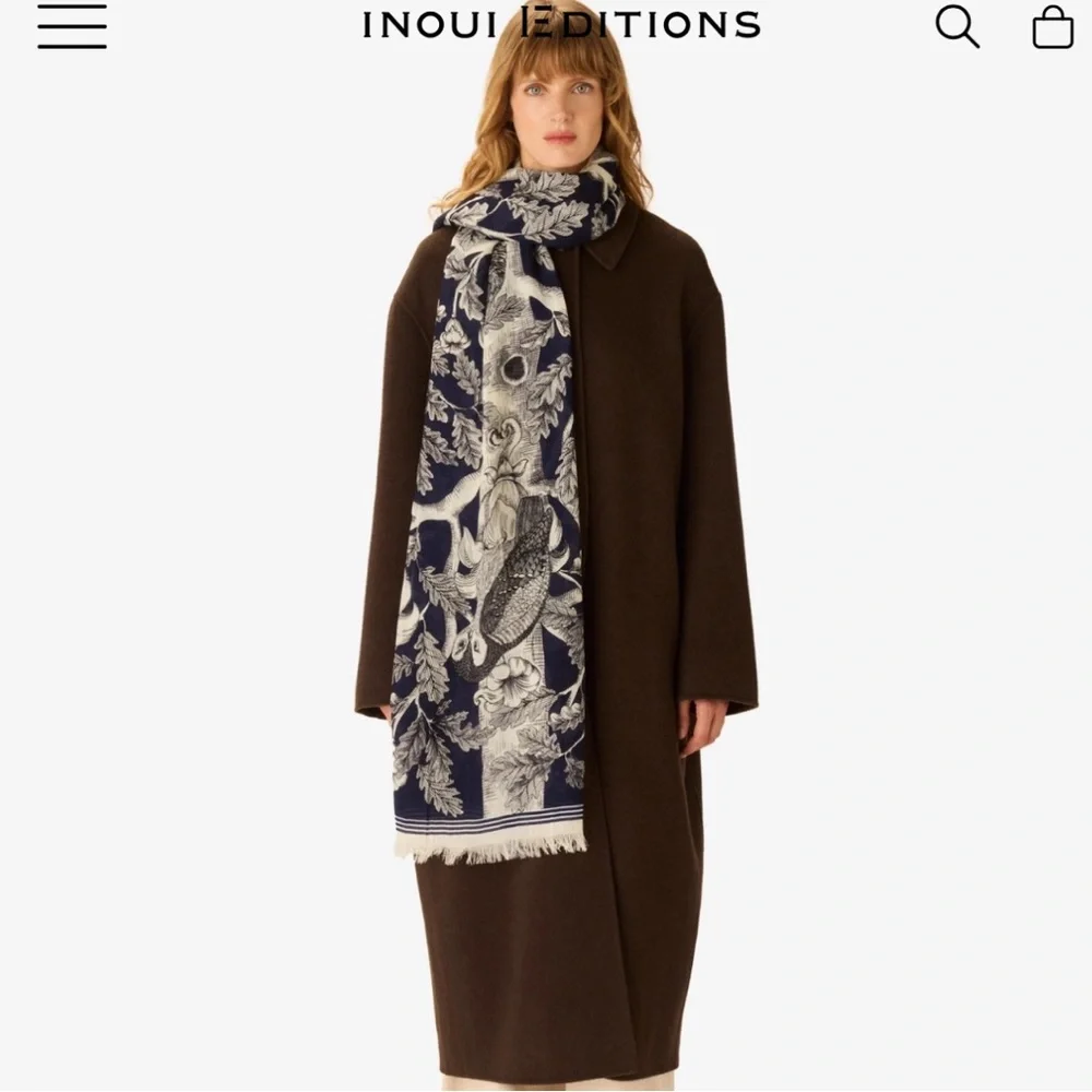 NWT Inoui Editions Archimede Owls in Tree Wool Scarf - Picture 4 of 7